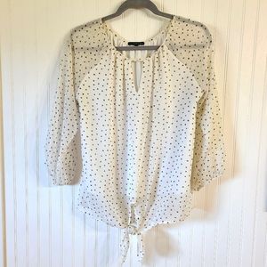 West Kei Elorna Tie Front Blouse, Off-White, Polka-dot, Medium